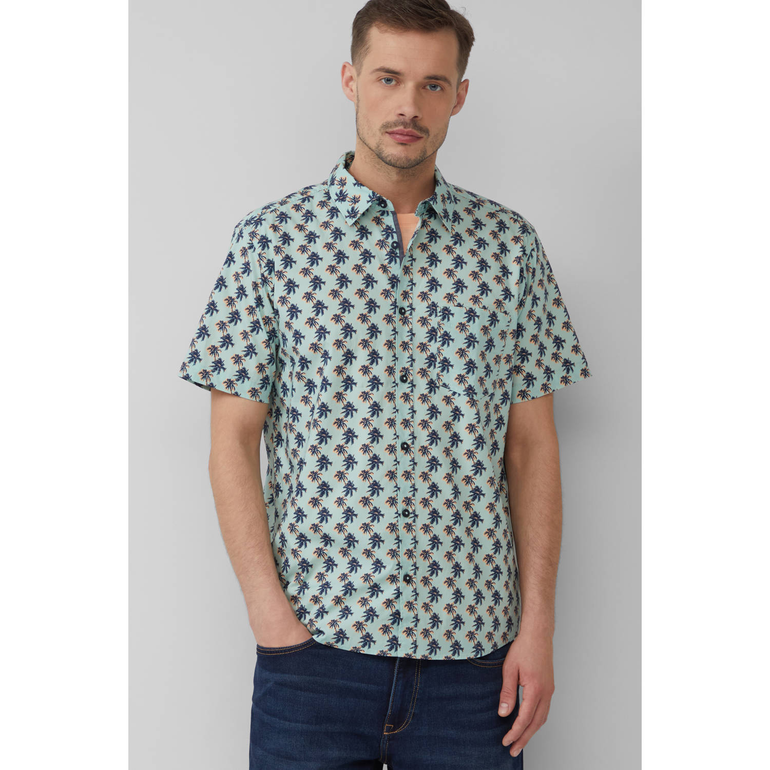 S.Oliver casual overhemd turquoise