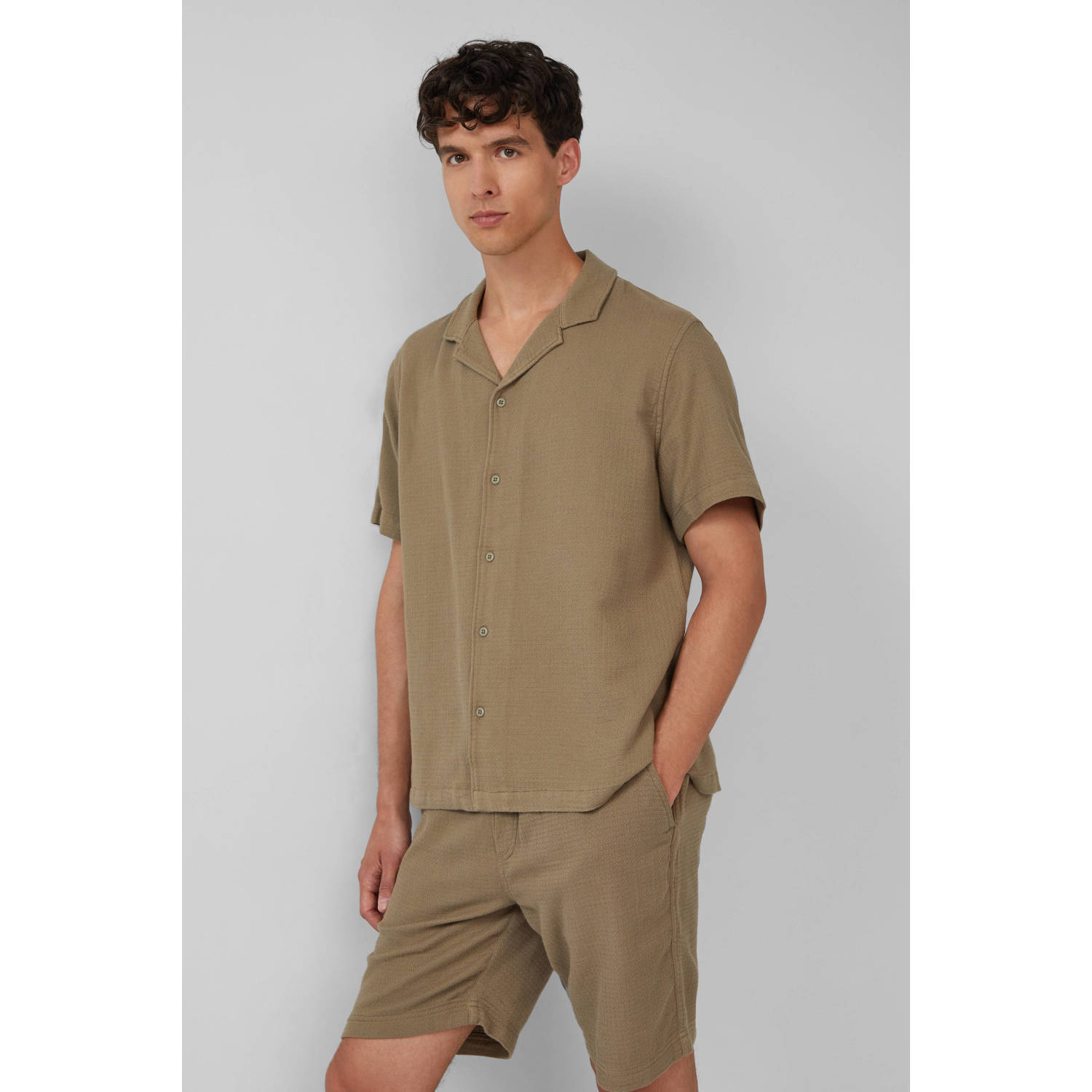 S.Oliver casual overhemd met textuur bruin