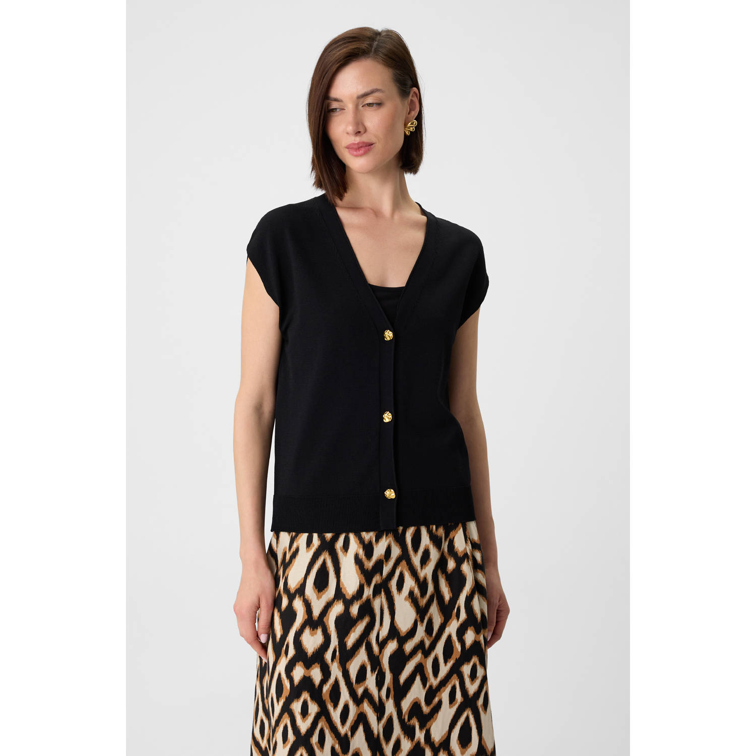 Comma gebreid vest zwart