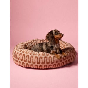 Hondenmand rond RETRO-WAVE-ROUND-BED-BROWN/BEIGE-S