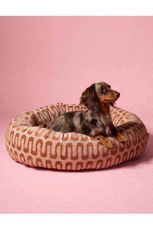 Hondenmand rond RETRO-WAVE-ROUND-BED-BROWN/BEIGE-S