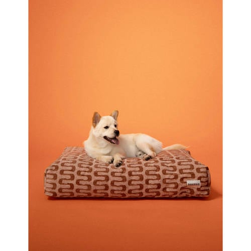 Dogguo Hondenkussen RETRO-WAVE-BED-BROWN/BEIGE-XL (125X75X15 cm) afbeelding