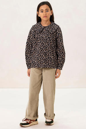 corduroy wide leg casual broek lichtgroen