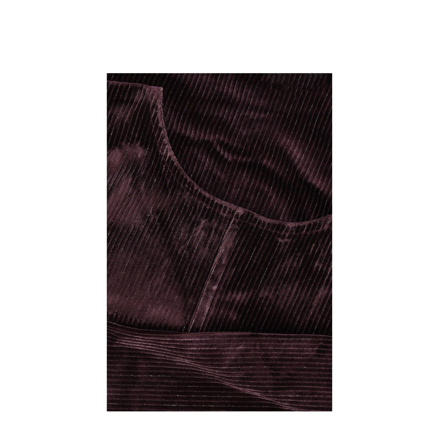 Sissy-Boy velours longsleeve donkerbruin rib gebreid