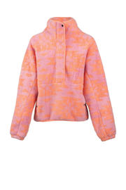 thumbnail: Roze en oranje dames Brunotti fleece trui Powchou met lange mouwen en halve rits