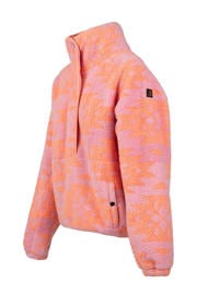 thumbnail: Roze en oranje dames Brunotti fleece trui Powchou met lange mouwen en halve rits
