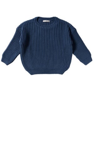 trui blauw grof gebreid