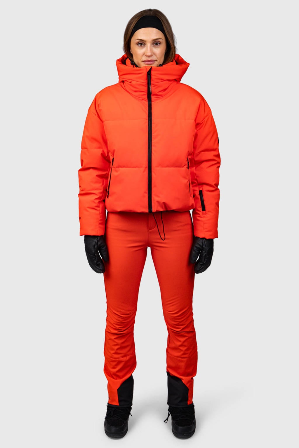 Oranje dames Brunotti skibroek Coldlake Oranje van polyester met rits- en drukknoopsluiting en effen