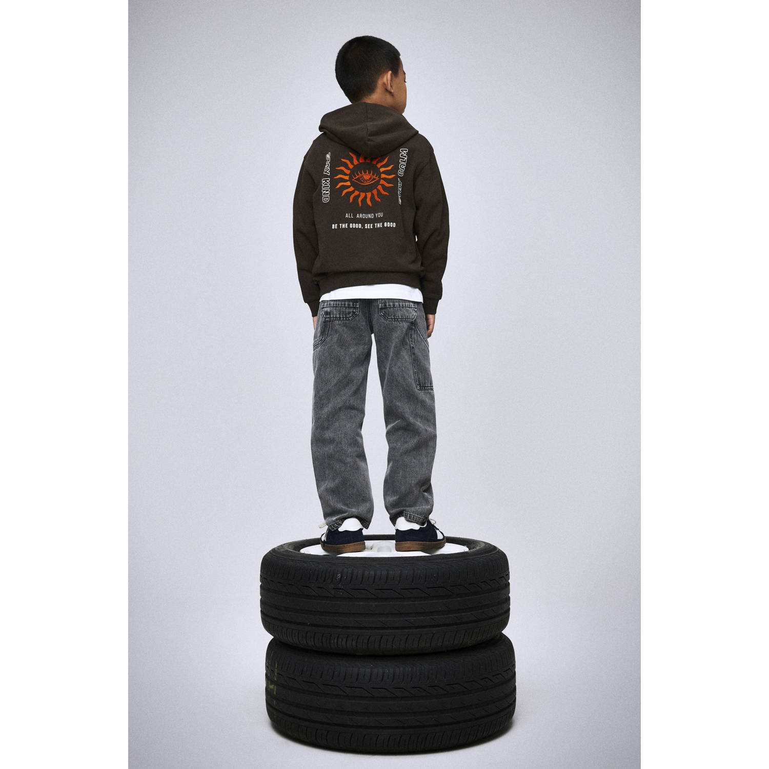 NAME IT KIDS tapered jeans medium grey denim