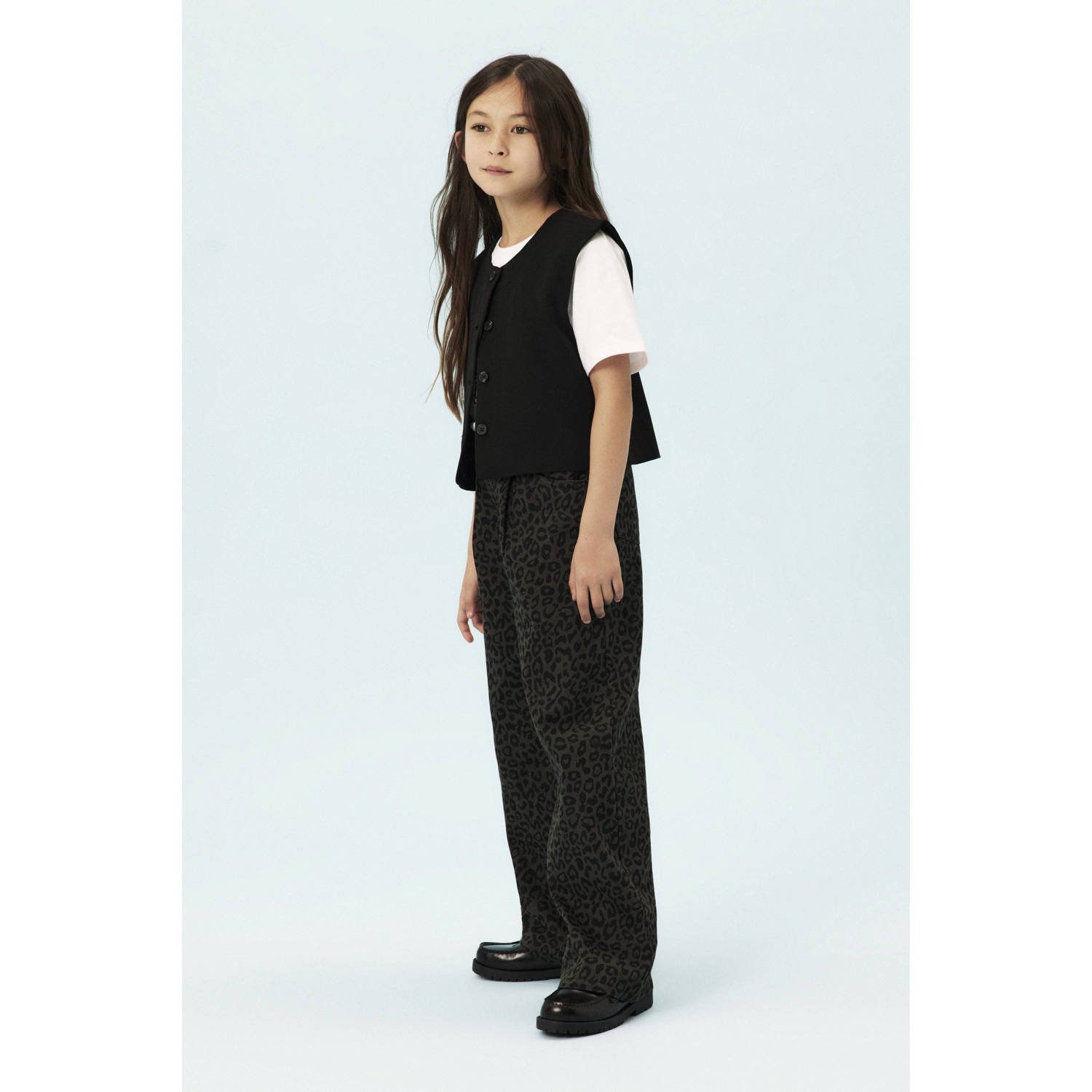 NAME IT KIDS wide leg casual broek donkerbruin
