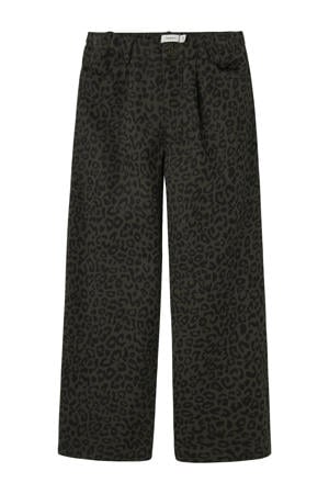 wide leg casual broek donkerbruin