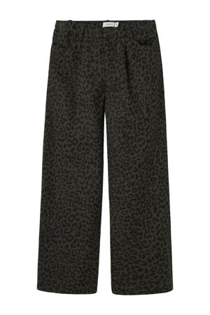 wide leg casual broek donkerbruin
