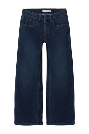 wide leg jeans dark blue denim