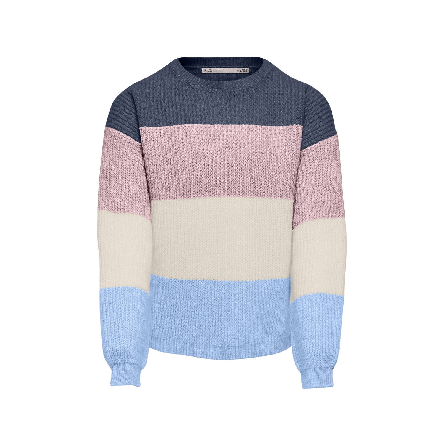 ONLY KIDS GIRL trui gebreid blauw roze ecru