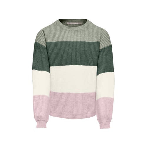KIDS ONLY GIRL trui gebreid zachtgroen/roze//wit afbeelding