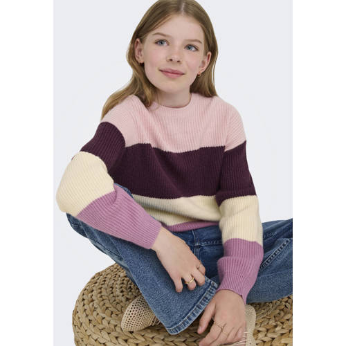 KIDS ONLY GIRL trui gebreid donkerrood/roze/ecru afbeelding