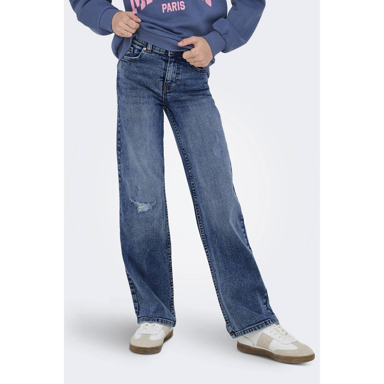 ONLY KIDS GIRL wide leg jeans medium blue denim