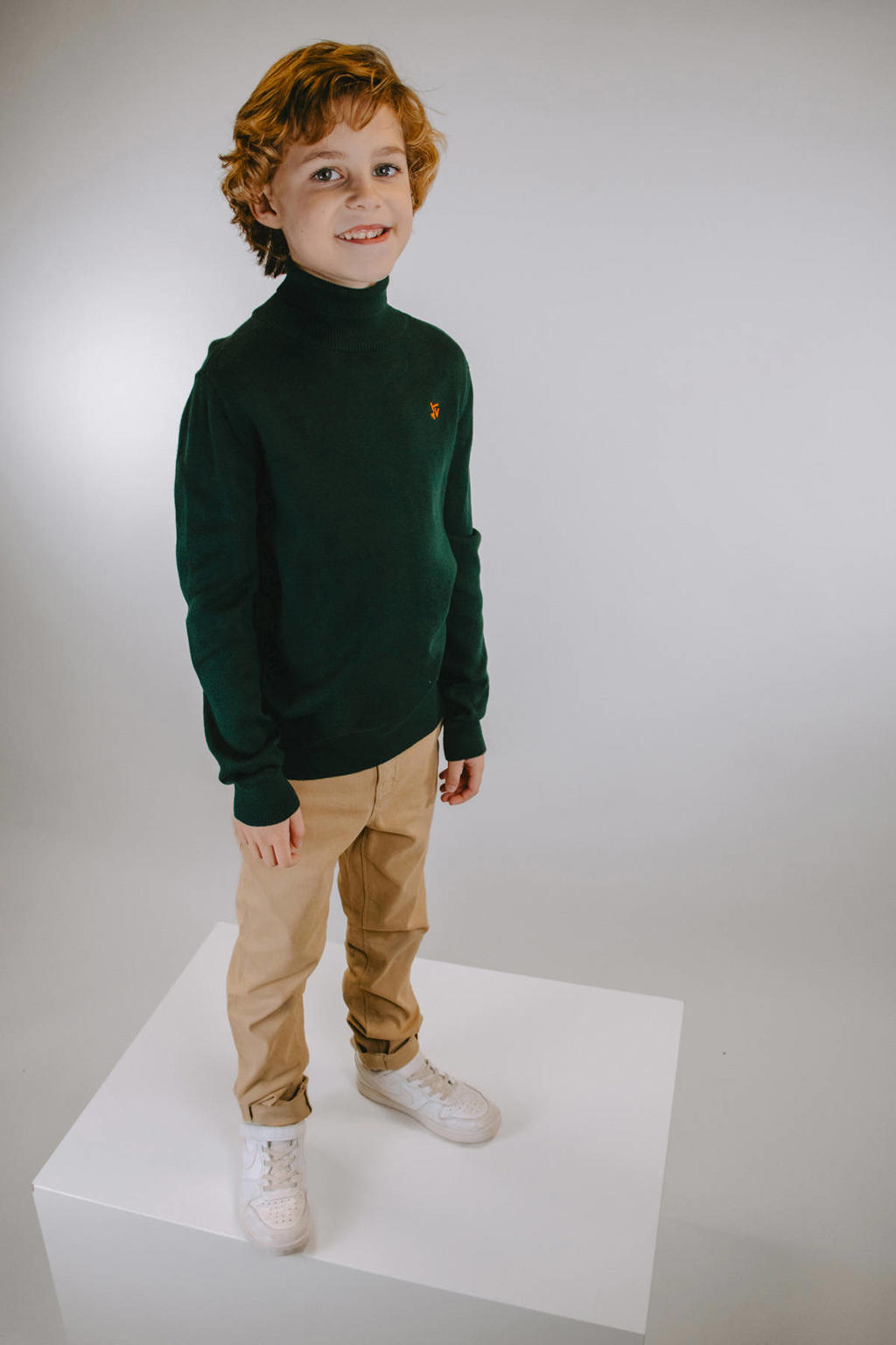 Zandkleurige jongens TYGO & vito regular fit chino van stretchkatoen met effen