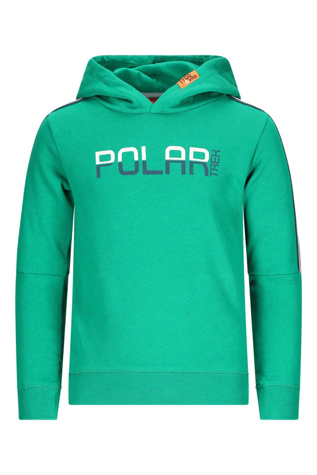 Groene jongens TYGO & vito hoodie van stretchkatoen met effen, lange mouwen en capuchon