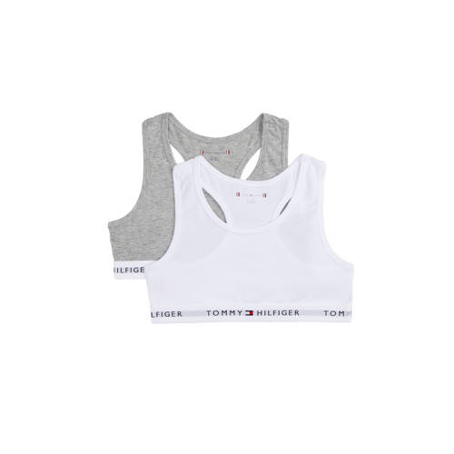 Tommy Hilfiger bh top - set van 2 lichtgrijs/wit afbeelding