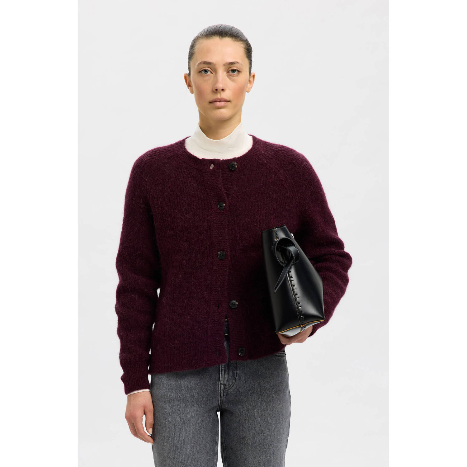 SELECTED FEMME Dames Truien & Vesten Slflulu Ls Knit Short Cardigan Bordeaux