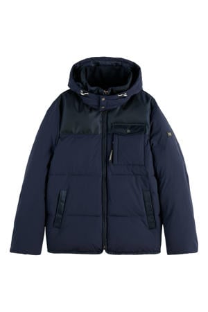 gewatteerde jas donkerblauw
