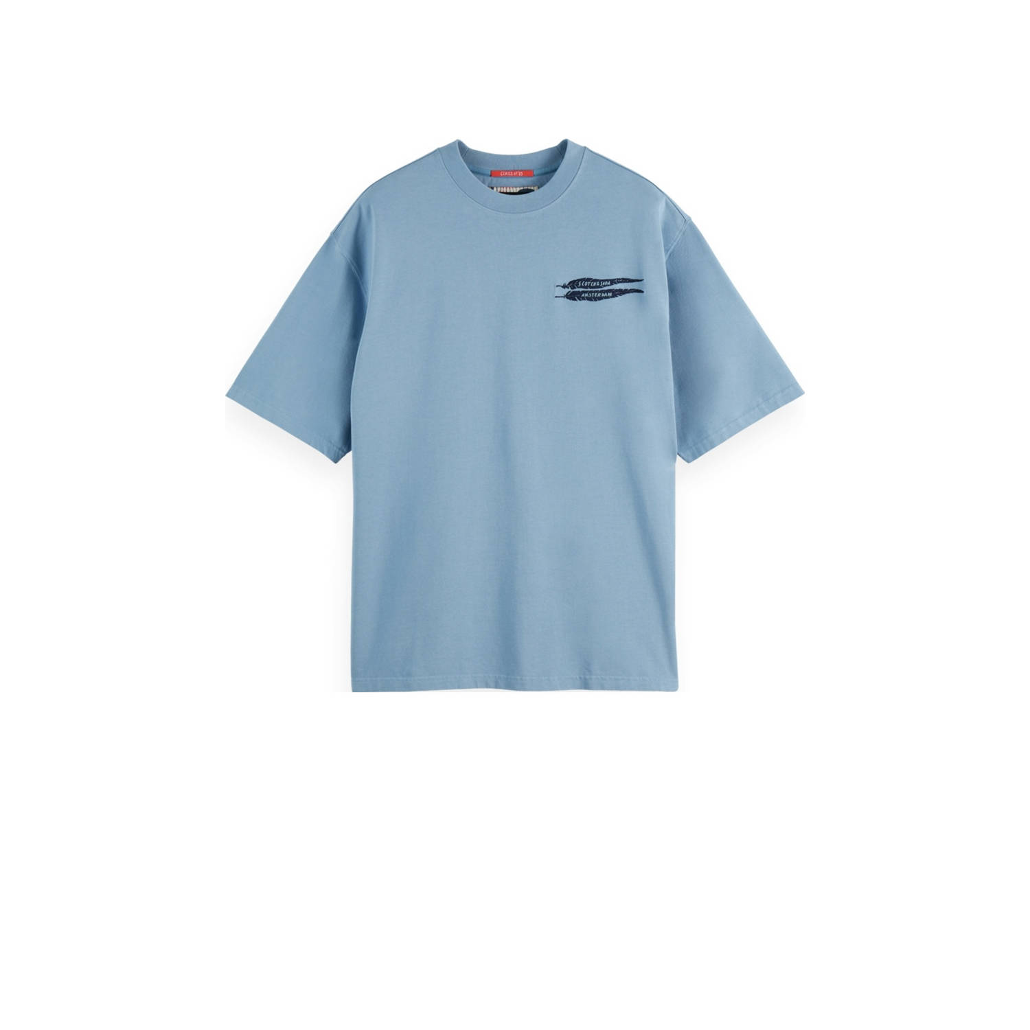 SCOTCH & SODA Heren Polo's & T-shirts Loose-fit Artwork T-shirt Lichtblauw