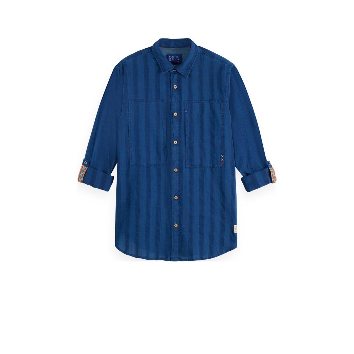 Scotch & Soda casual overhemd donkerblauw
