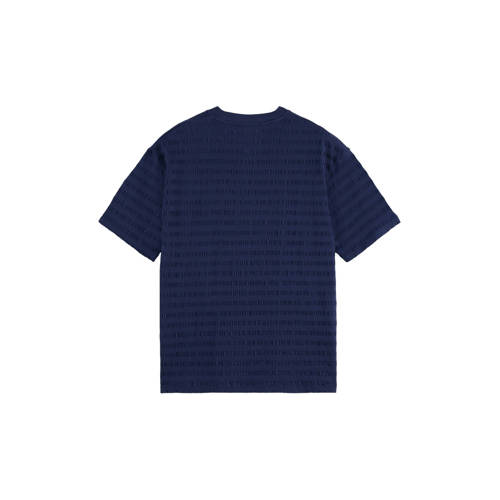 Scotch & Soda T-shirt met ingebreid patroon donkerblauw afbeelding