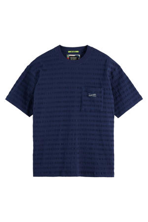 T-shirt met ingebreid patroon donkerblauw