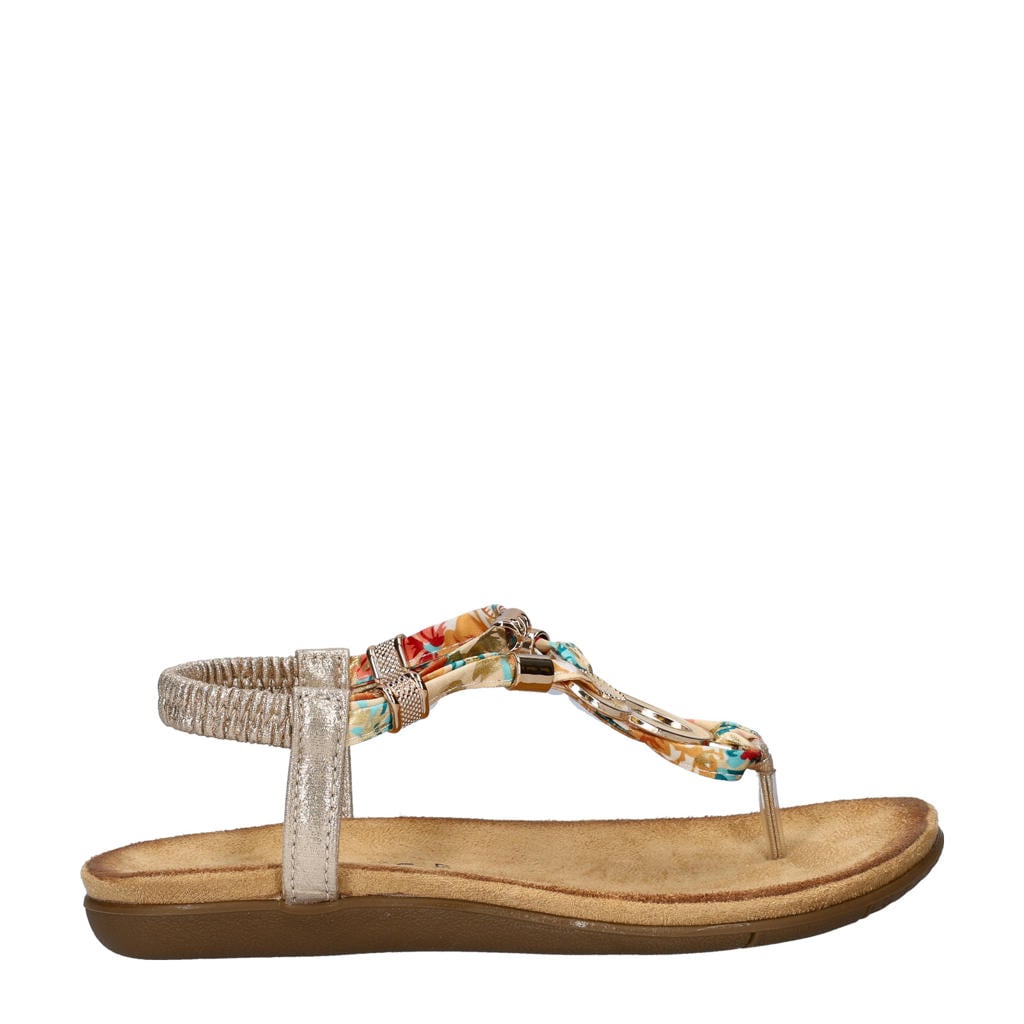 Gouden dames Dolcis sandalen van textiel en imitatieleer