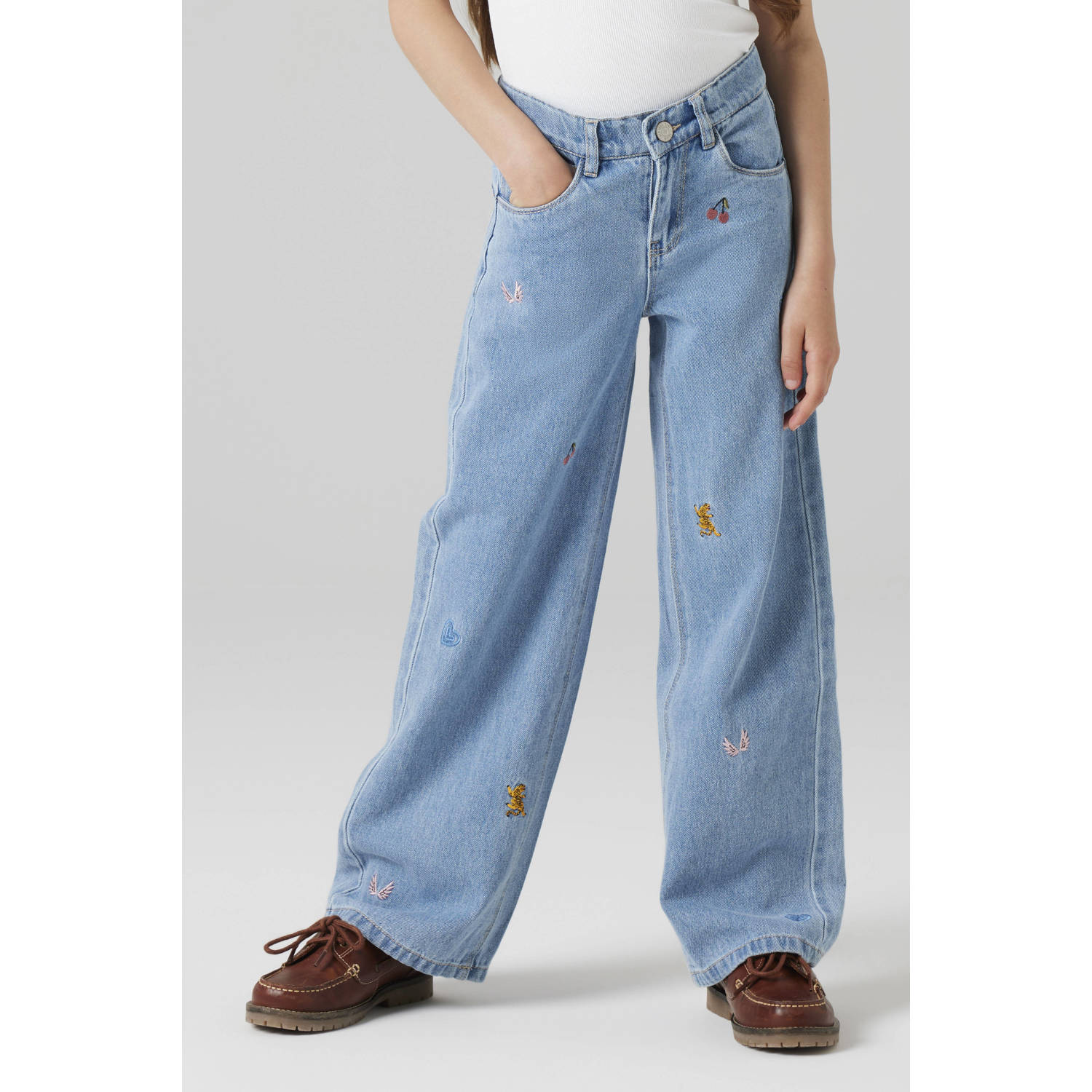 NAME IT KIDS wide leg jeans light blue denim