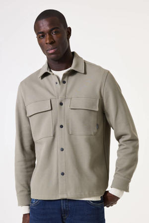 overshirt met textuur lichtkaki