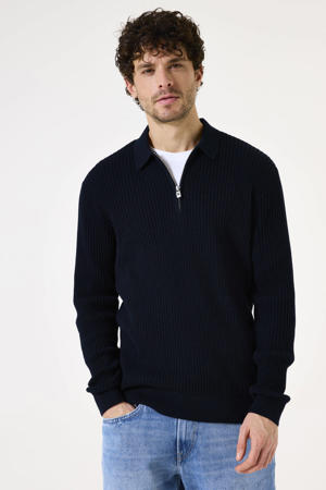 trui met ingebreid patroon donkerblauw