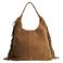Manfield suede schoudertas met franjes cognac