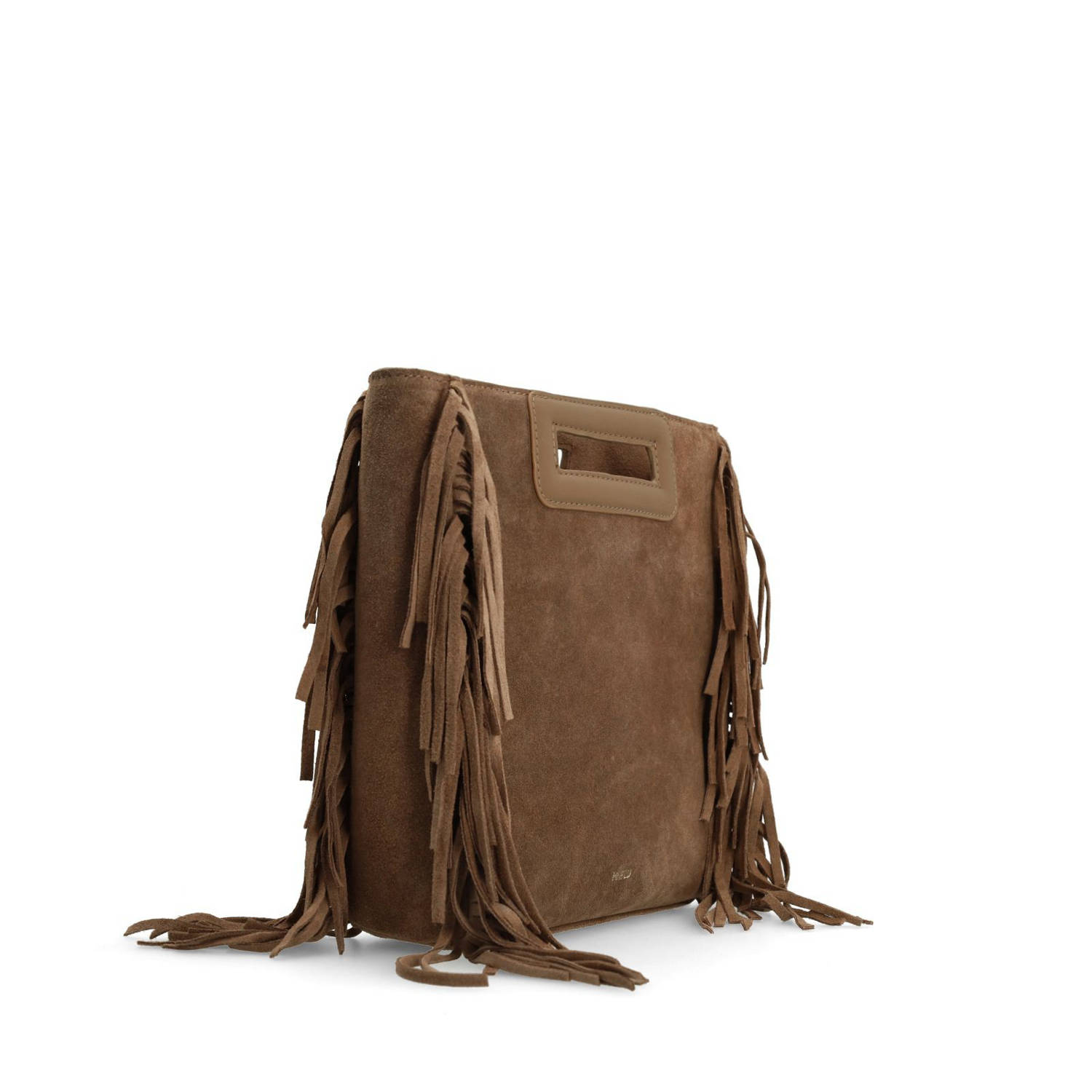 Manfield suede crossbody tas met franjes bruin