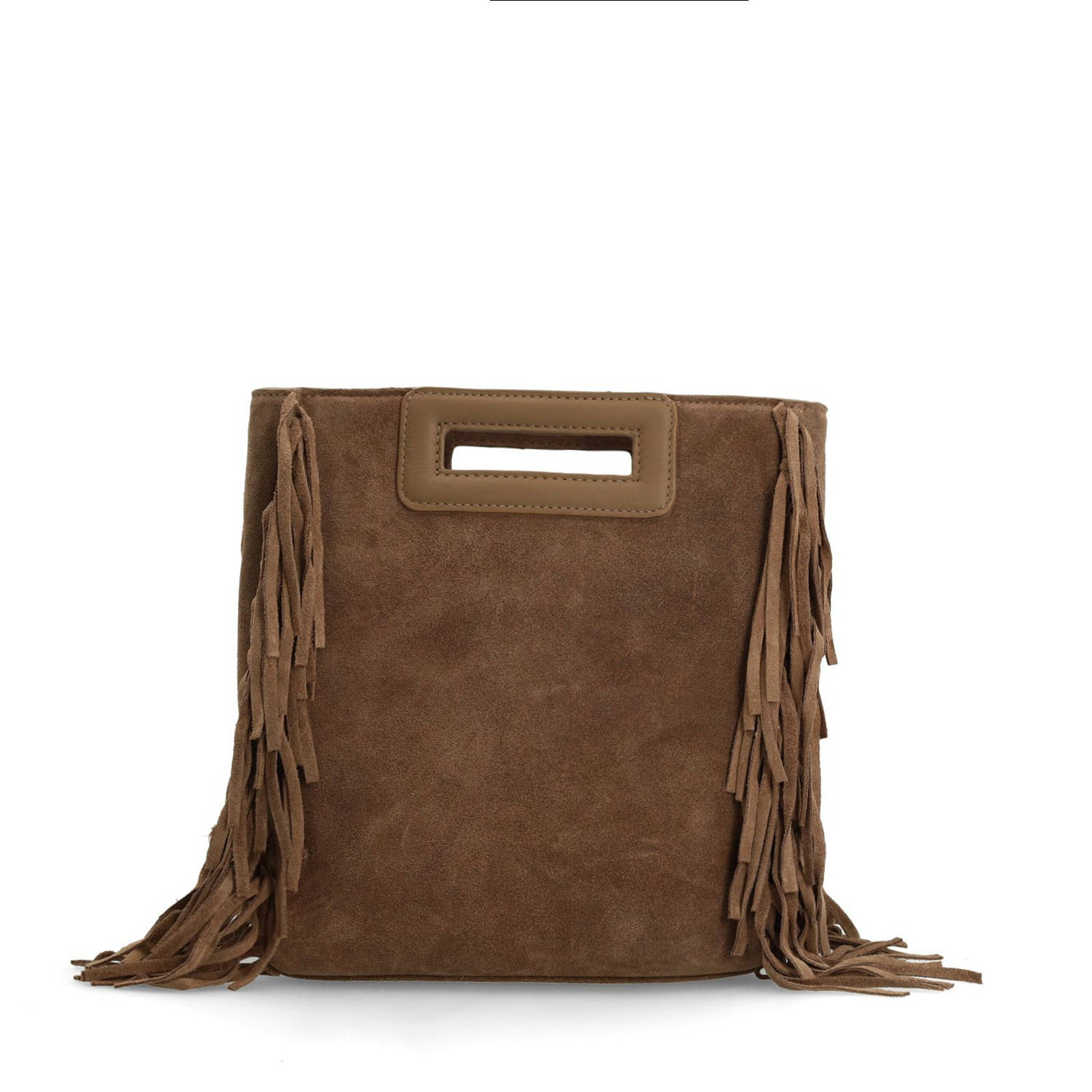 Manfield suede crossbody tas met franjes bruin