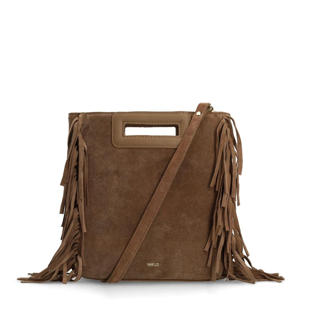 Manfield suede crossbody tas met franjes bruin