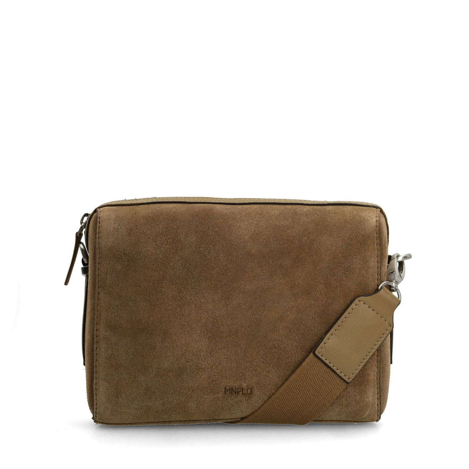 Manfield suede crossbody tas taupe