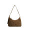 Manfield suede gevlochten schoudertas bruin