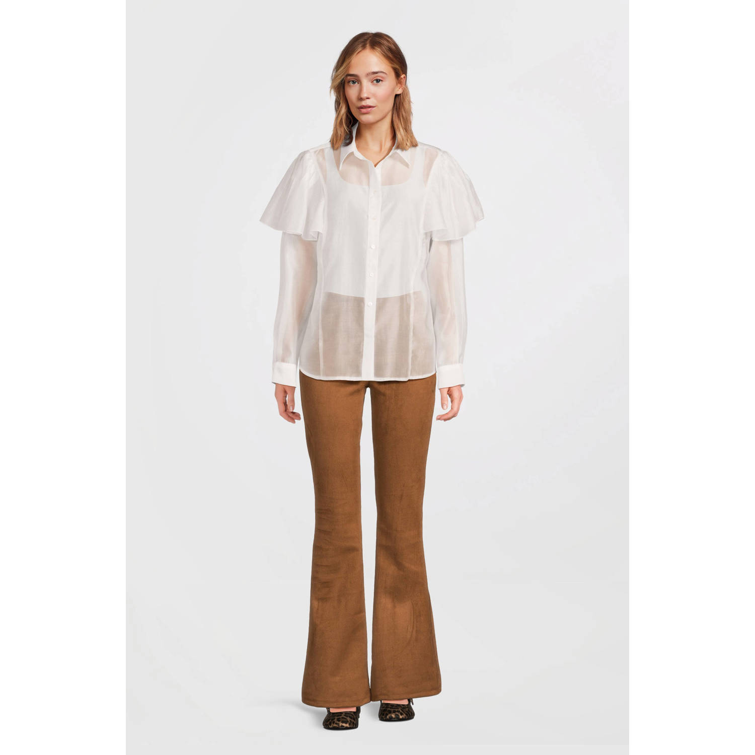 Ruby suedine flare broek bruin