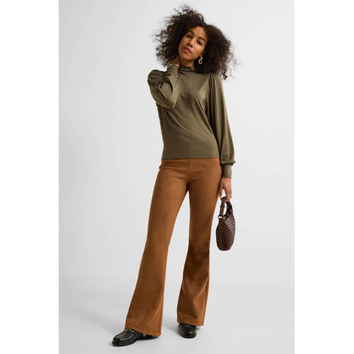 Ruby suedine flare broek bruin afbeelding