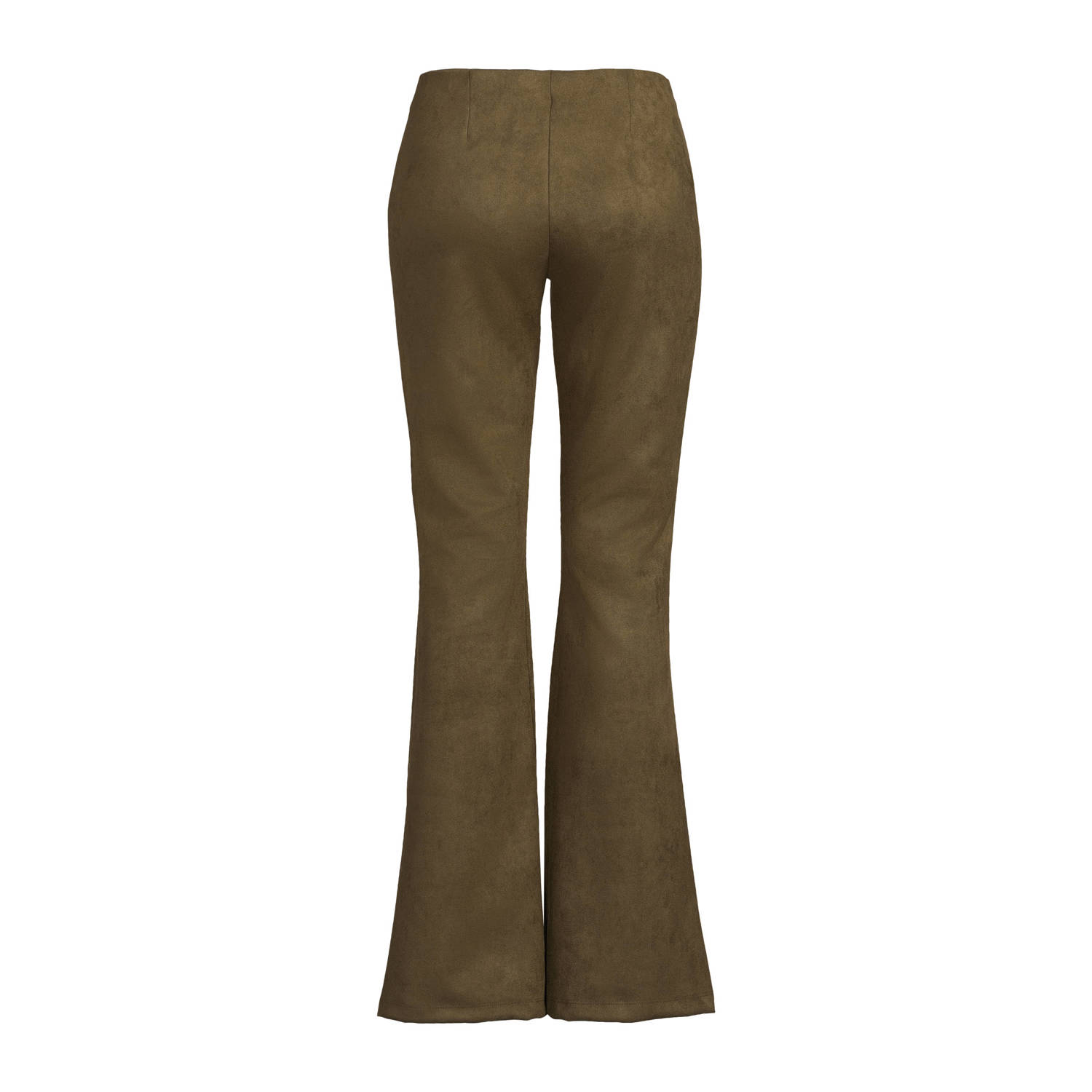 Ruby suedine flare broek khaki