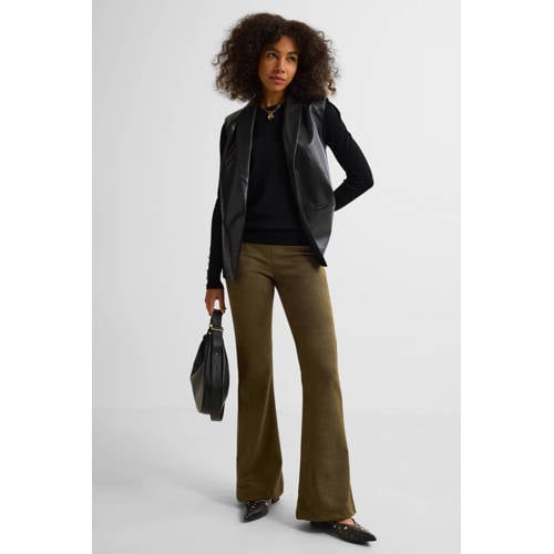Ruby suedine flare broek khaki afbeelding