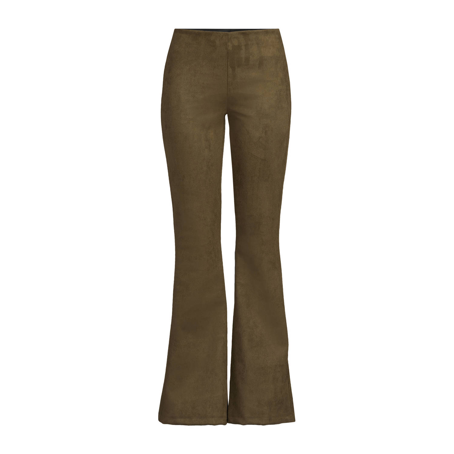 Ruby suedine flare broek khaki
