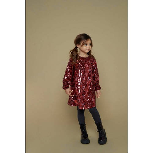 Jubel jurk met pailletten donkerrood Queen Of Hearts afbeelding