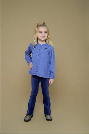 fluwelen flared broek donkerblauw