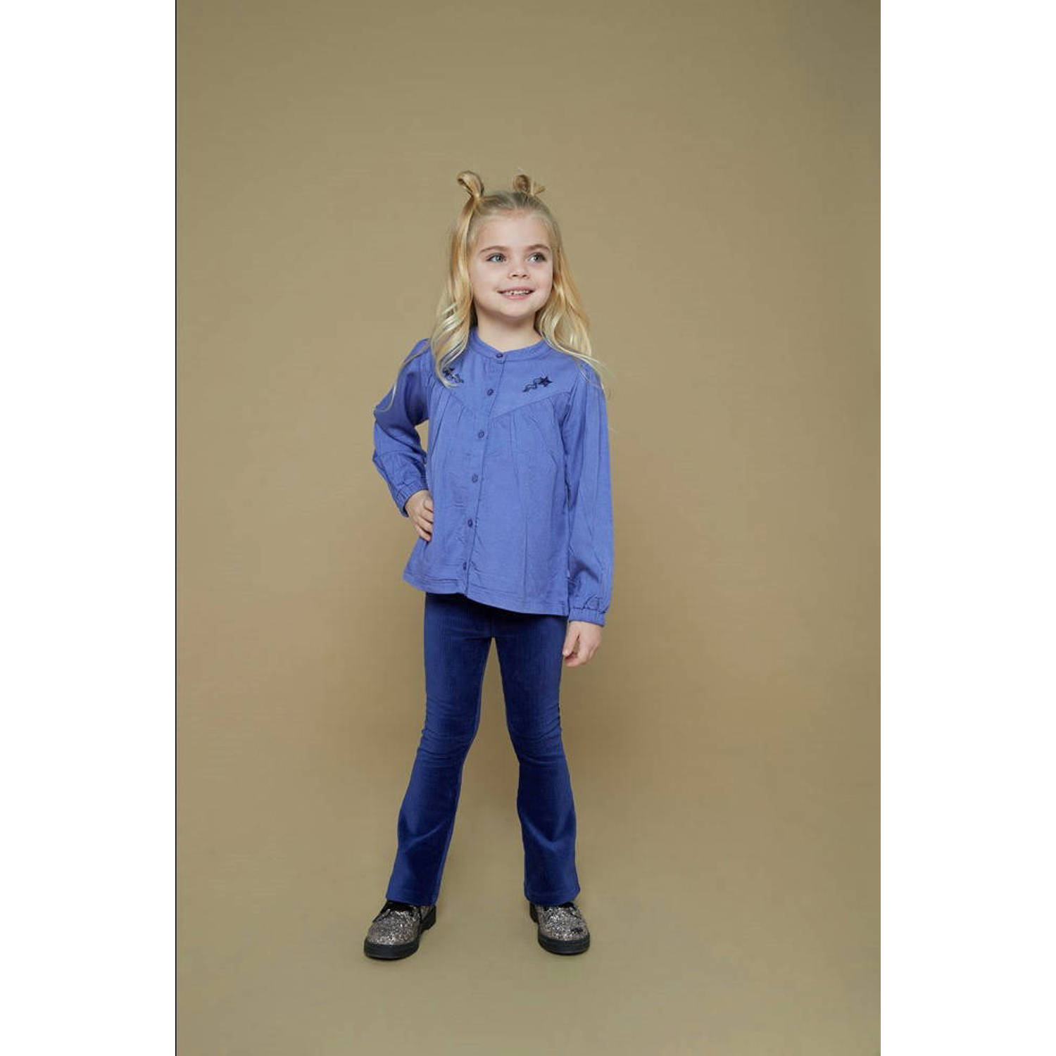 Jubel fluwelen flared broek donkerblauw