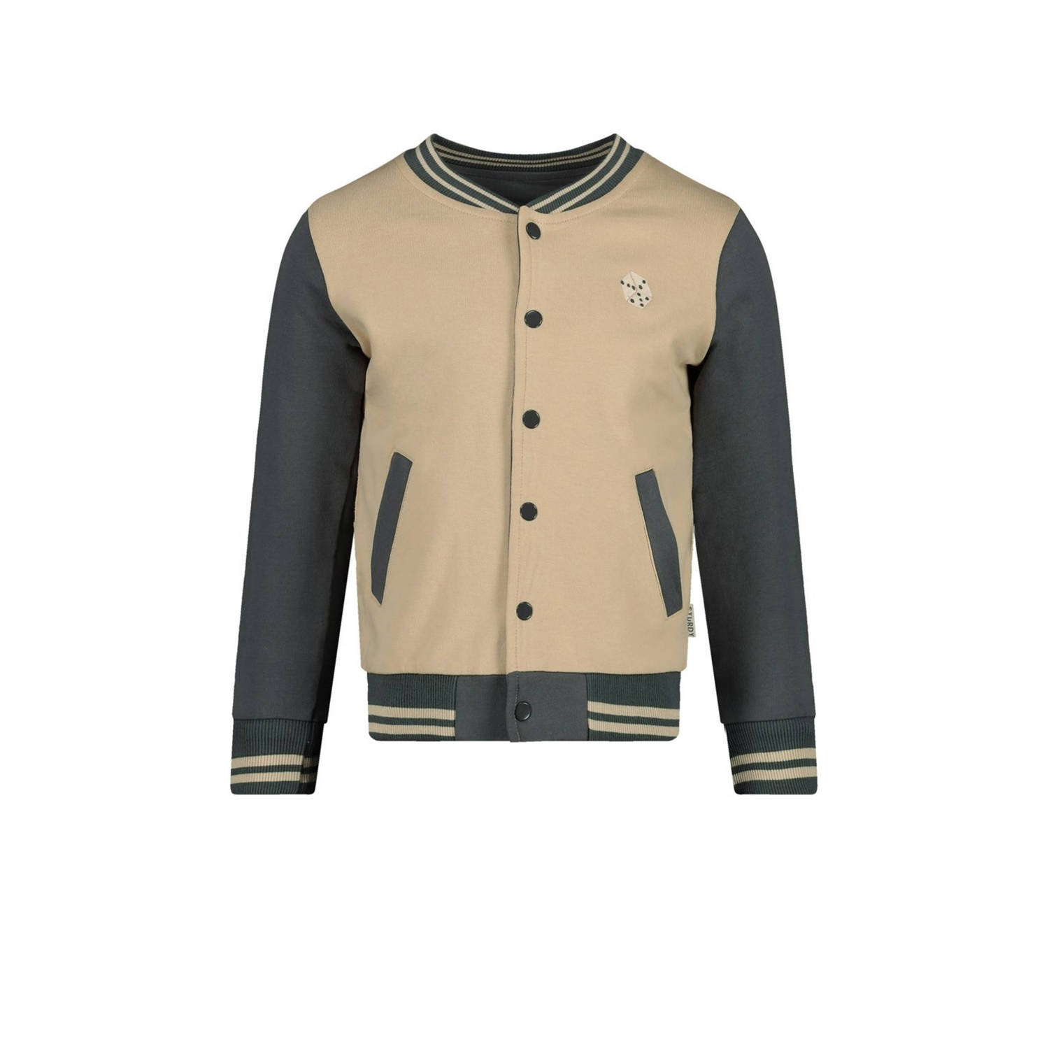 Sturdy reversible bomber vest beige grijs oker geel