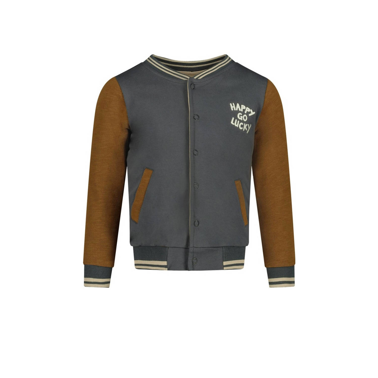 Sturdy reversible bomber vest beige grijs oker geel